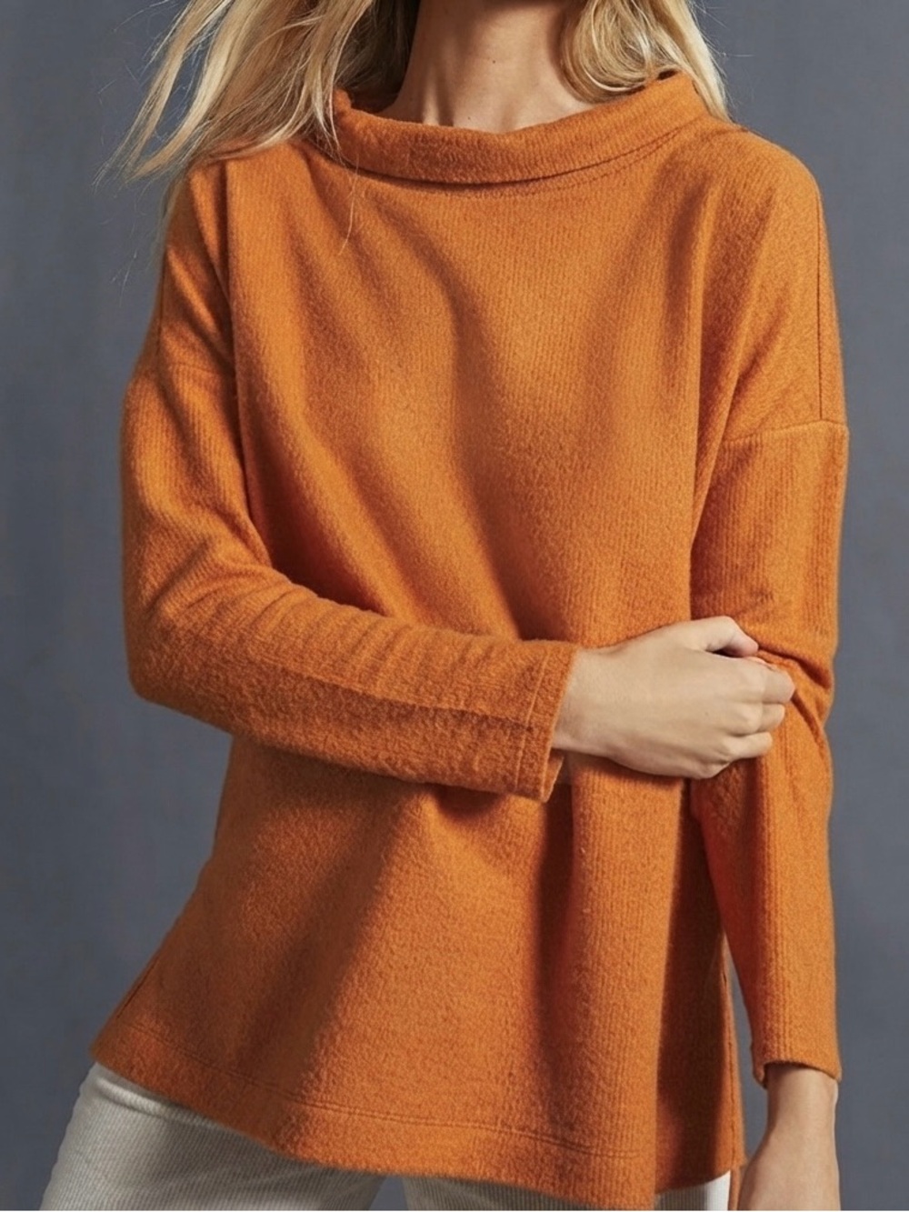 Anthropologie Orange Boatneck ribbed Sweater